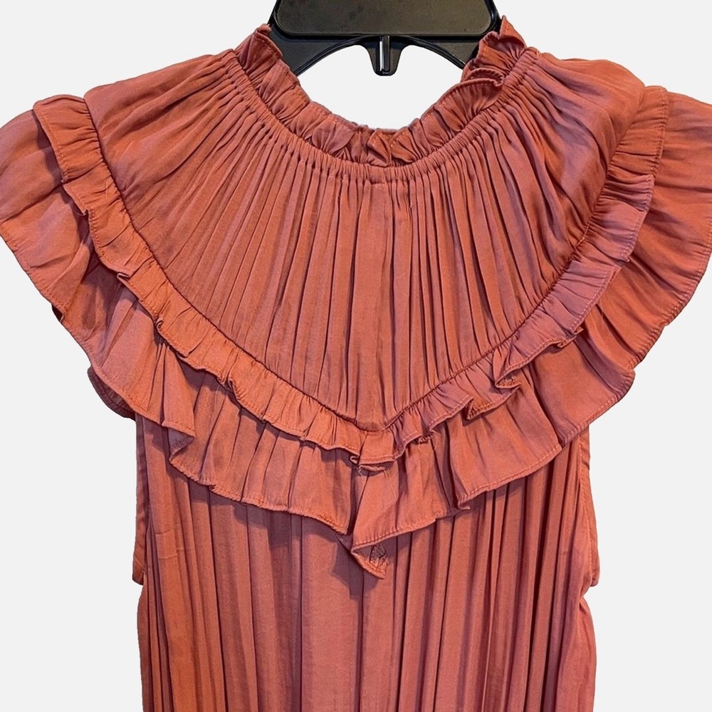 DO+BE Rust Ruffle Pleated Mini Dress - Picture 8 of 12